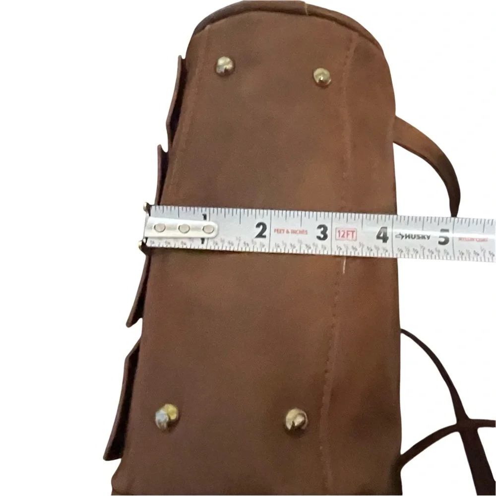 Geometric Appliqué Korean Style Crossbody Bag‎  Brown